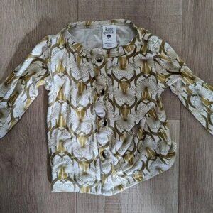 Kate Quinn neutral deco button up shirt/cardigan